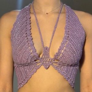 METALLIC BUTTERFLY CROCHET TOP 🦋✨
